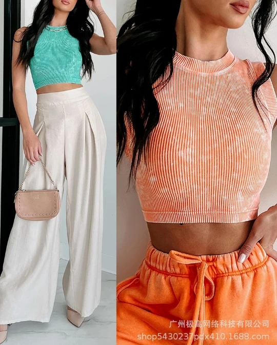 Women Sexy Tank Top 2024 Spring Summer Latest Ceremony Washed Seamless Knitted Stripe Sleeveless Short Vest Loose Fitting Sling
Women Sexy Tank Top 2024 Spring Summer Latest Ceremony Washed Seamless Knitted Stripe Sleeveless Short Vest Loose Fitting Sling