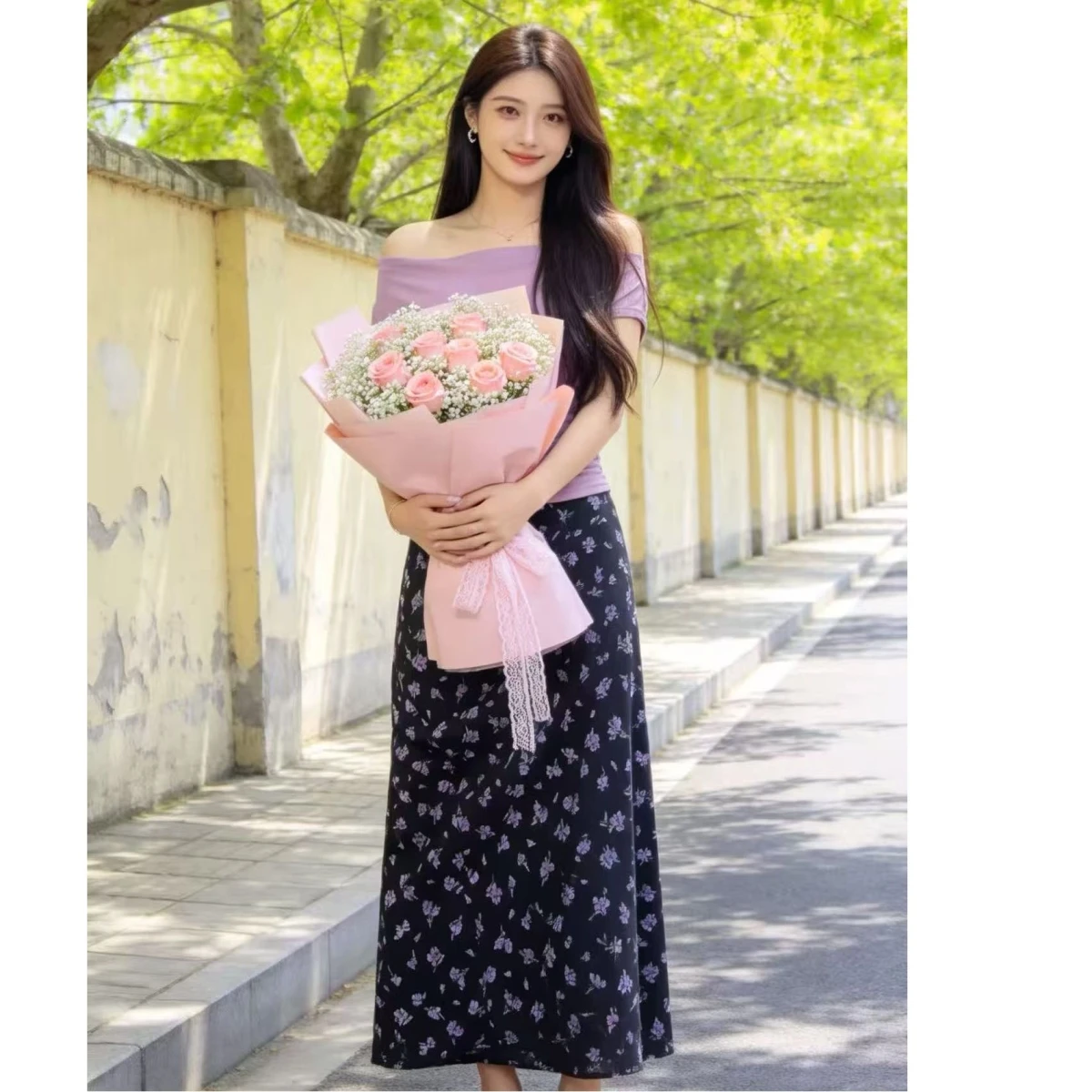 Sweet Floral Half Skirt And Short Sleeve T-Shirt One Shoulder Set Casual Comfortable Breathable Moisture Wicking Thickened Su...
Sweet Floral Half Skirt And Short Sleeve T-Shirt One Shoulder Set Casual Comfortable Breathable Moisture Wicking Thickened Su...
