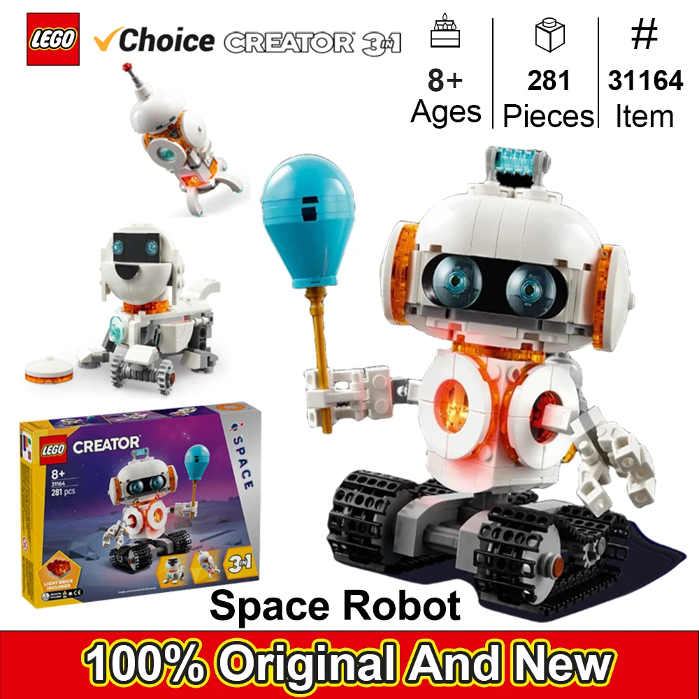 LEGO 31164 Creator 3 in 1 Space Robot Toy - Building Toy with 3 Options, Building Kit for Kids,Gift Idea for Birthdays,281PCS
LEGO 31164 Creator 3 in 1 Space Robot Toy - Building Toy with 3 Options, Building Kit for Kids,Gift Idea for Birthdays,281PCS