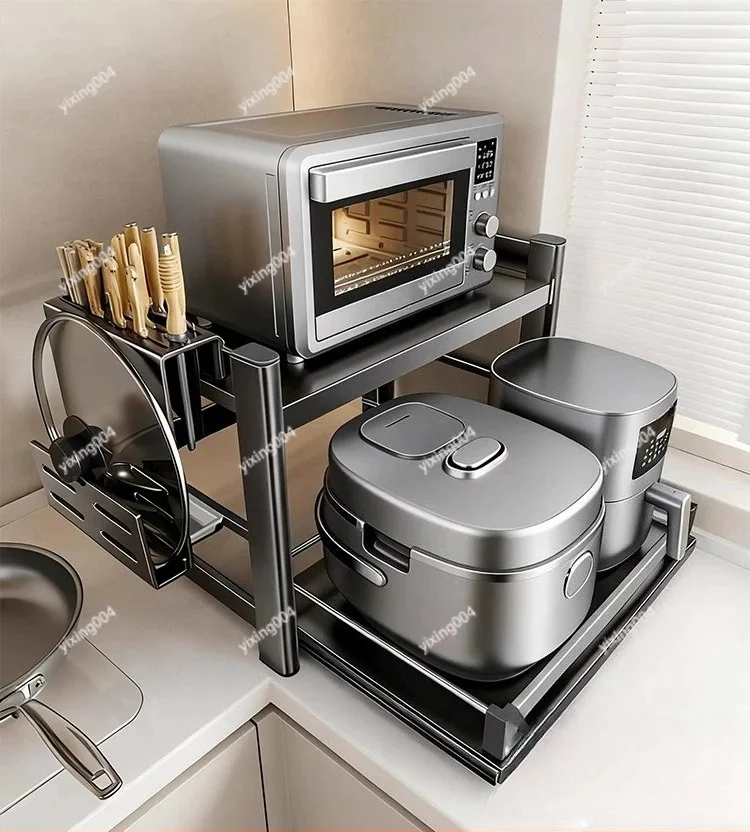 Multifunctional Kitchen Counter Storage Rack Pull-out Design for Microwave Oven Rice Cooker Organizer
Multifunctional Kitchen Counter Storage Rack Pull-out Design for Microwave Oven Rice Cooker Organizer