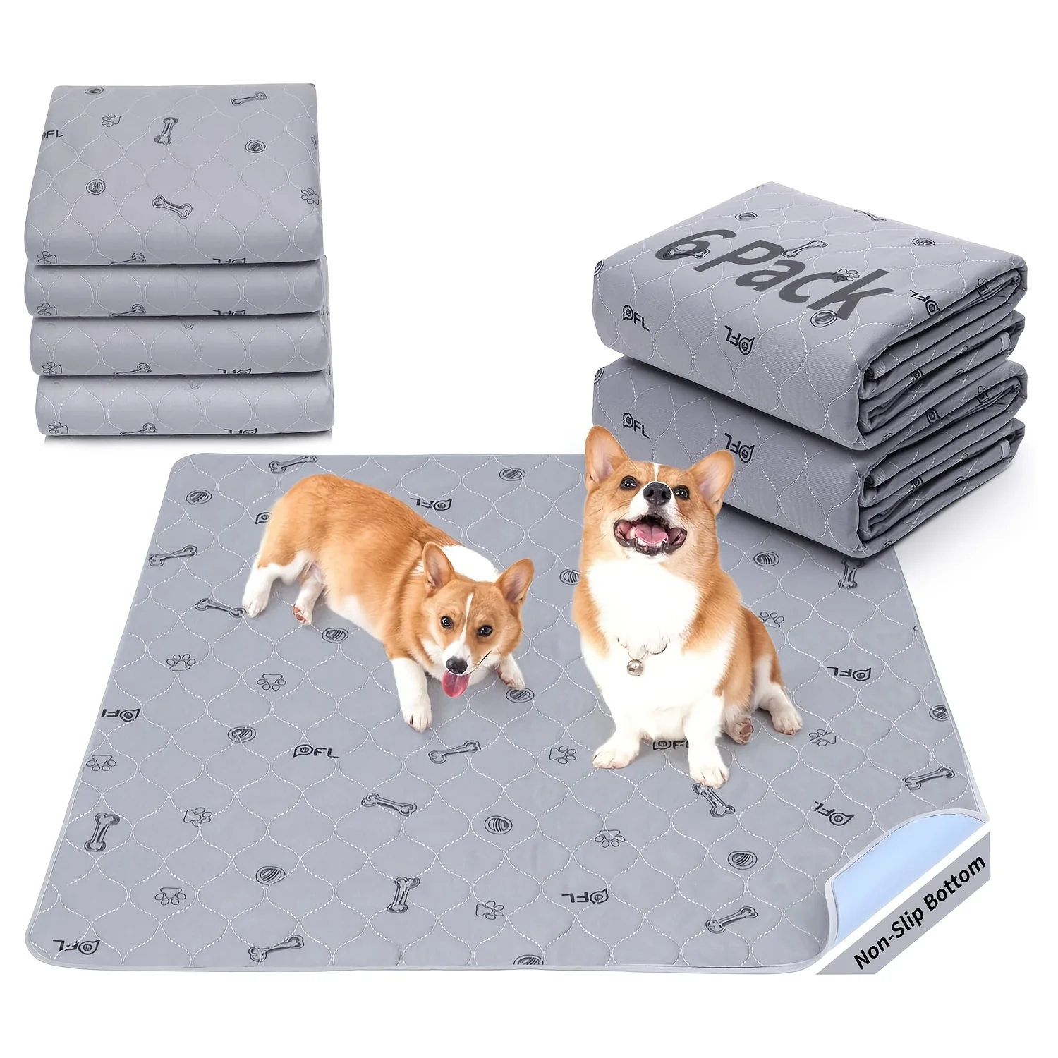Washable Pee Pads for Dogs, 6pcs Reusable Puppy Pads, Absorbent Whelping Pads with Bone Print, Non-Slip Pet Training Pads for Co
Washable Pee Pads for Dogs, 6pcs Reusable Puppy Pads, Absorbent Whelping Pads with Bone Print, Non-Slip Pet Training Pads for Co