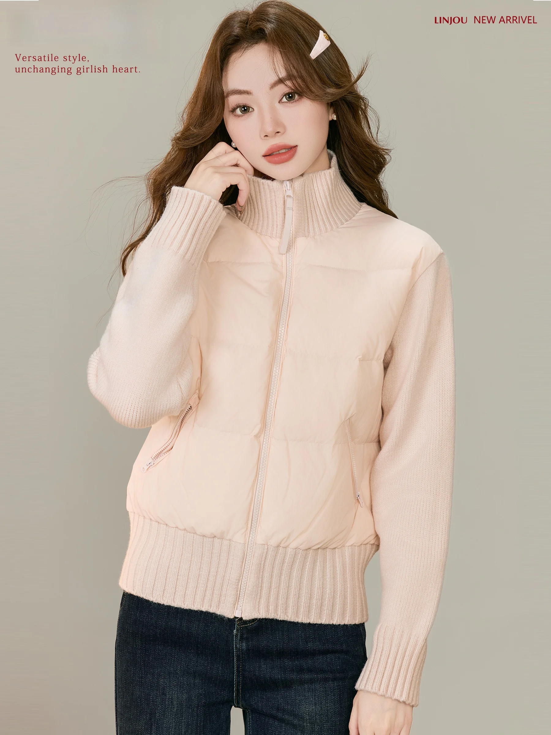 Pink Knitted Patchwork down Jaet Women's Winter ort Coat Cute Sle 90% White Du down Thi Warm Bunting Design
Pink Knitted Patchwork down Jaet Women's Winter ort Coat Cute Sle 90% White Du down Thi Warm Bunting Design
