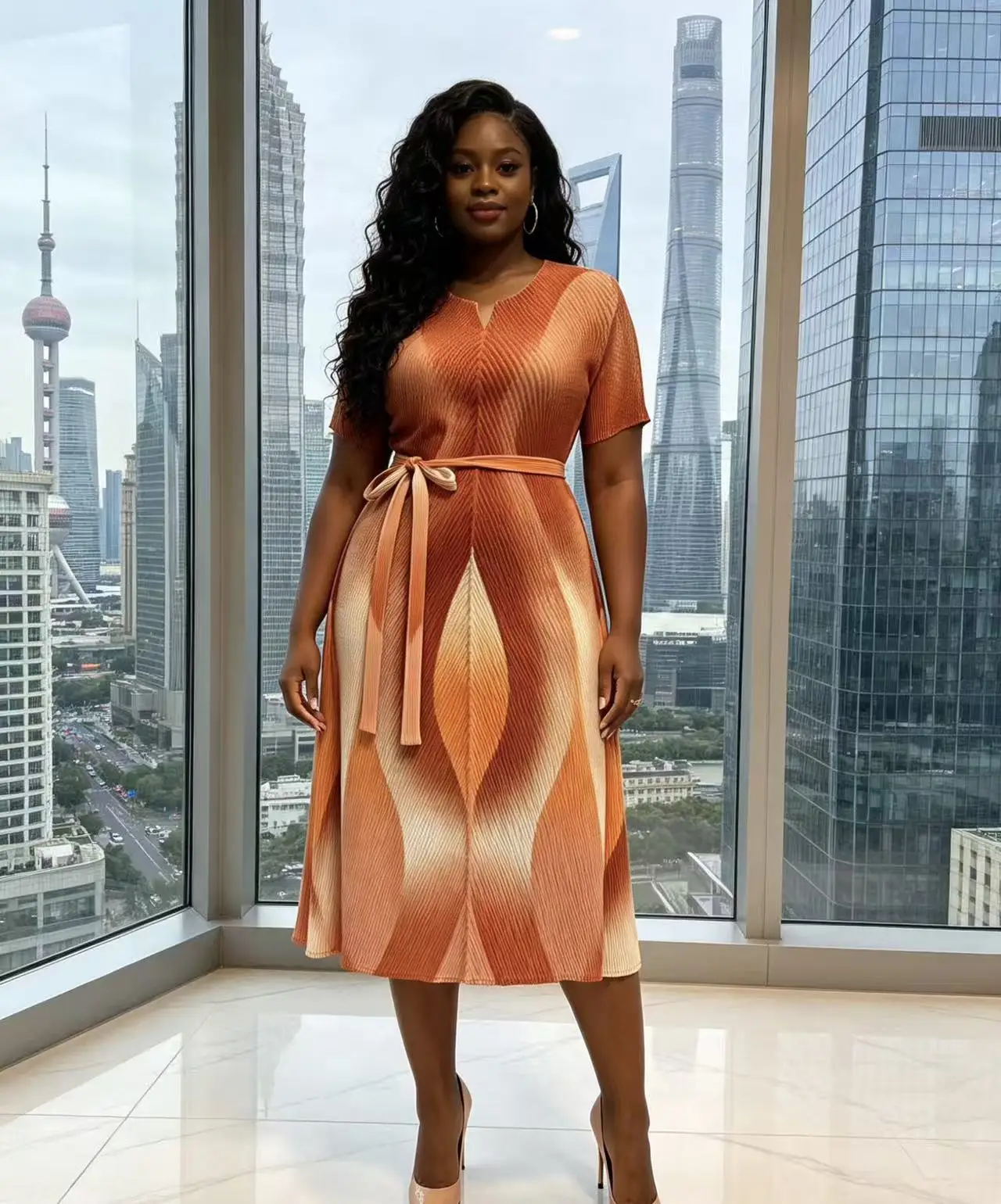 Miyake Summer New African V-neck Loose Women's Dress Fish Scale Pleated Fashion Thin Print Dress
Miyake Summer New African V-neck Loose Women's Dress Fish Scale Pleated Fashion Thin Print Dress