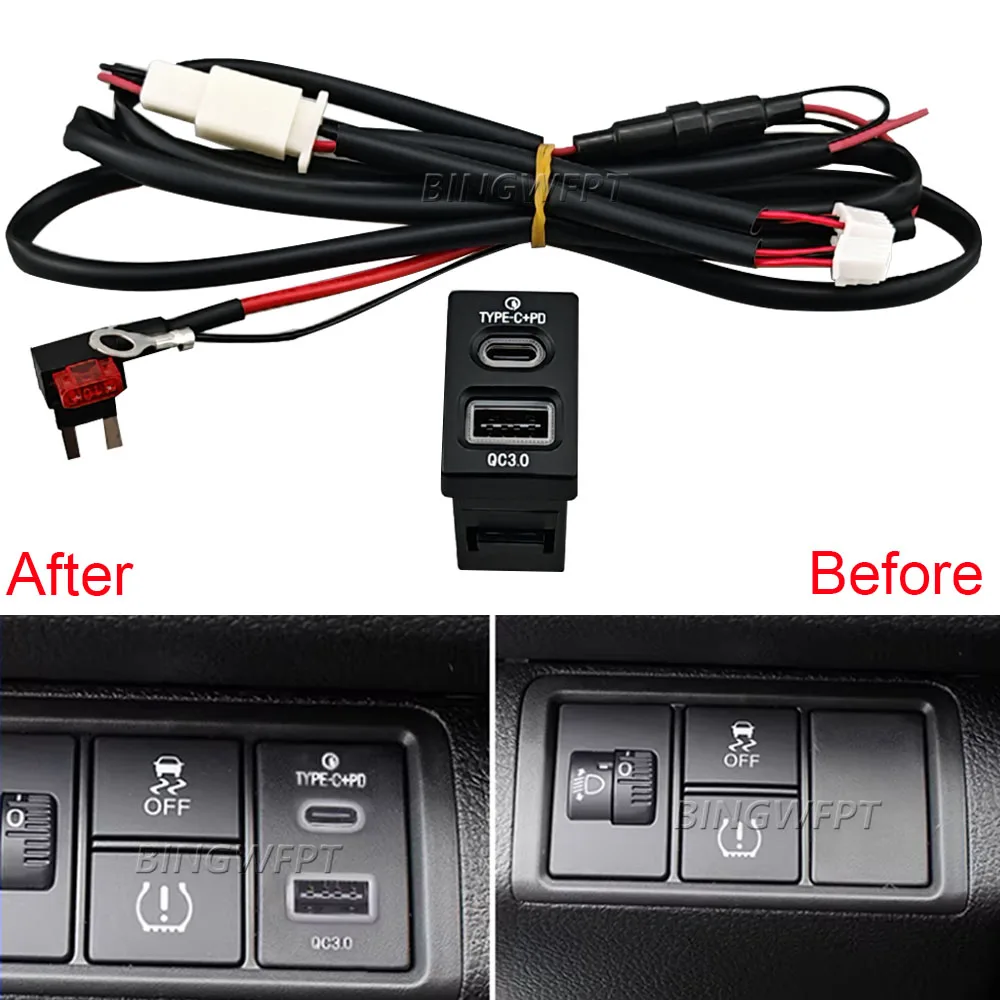 Auto Phone Fast Charging Adapter Car Charger QC3.0 And PD USB Interface Socket Switch For Honda City 2015-2016 Accord 2014-2016
Auto Phone Fast Charging Adapter Car Charger QC3.0 And PD USB Interface Socket Switch For Honda City 2015-2016 Accord 2014-2016