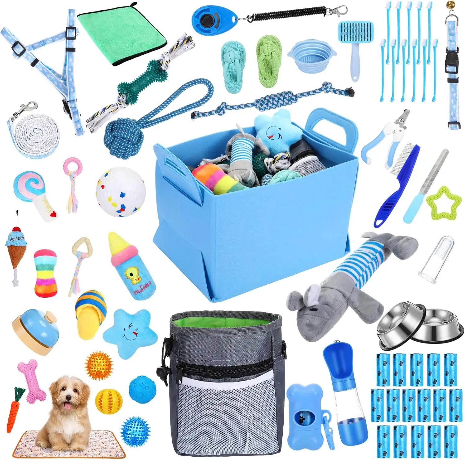 Набор для щенков из 65 предметов: поводок, игрушки, миска, щетки, бутылка для воды и пледы для маленьких собак - крутой синий подарок
Набор для щенков из 65 предметов: поводок, игрушки, миска, щетки, бутылка для воды и пледы для маленьких собак - крутой синий подарок