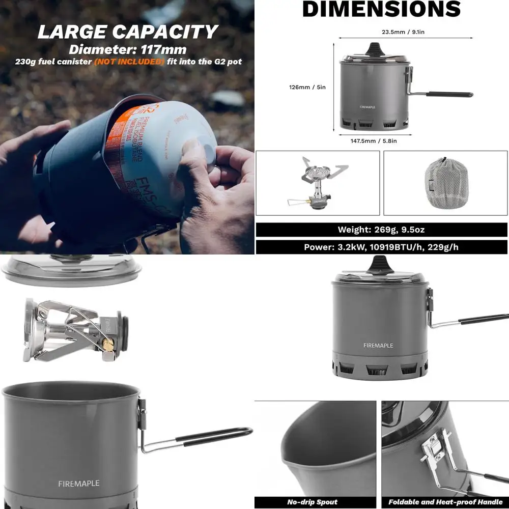 Petrel G2 Ultralight Cooking Set – Compact & Fast-Cooking Backpacking Stove Pot Set, Ideal for Hiking, Solo Camping, Travelling,
Petrel G2 Ultralight Cooking Set – Compact & Fast-Cooking Backpacking Stove Pot Set, Ideal for Hiking, Solo Camping, Travelling,