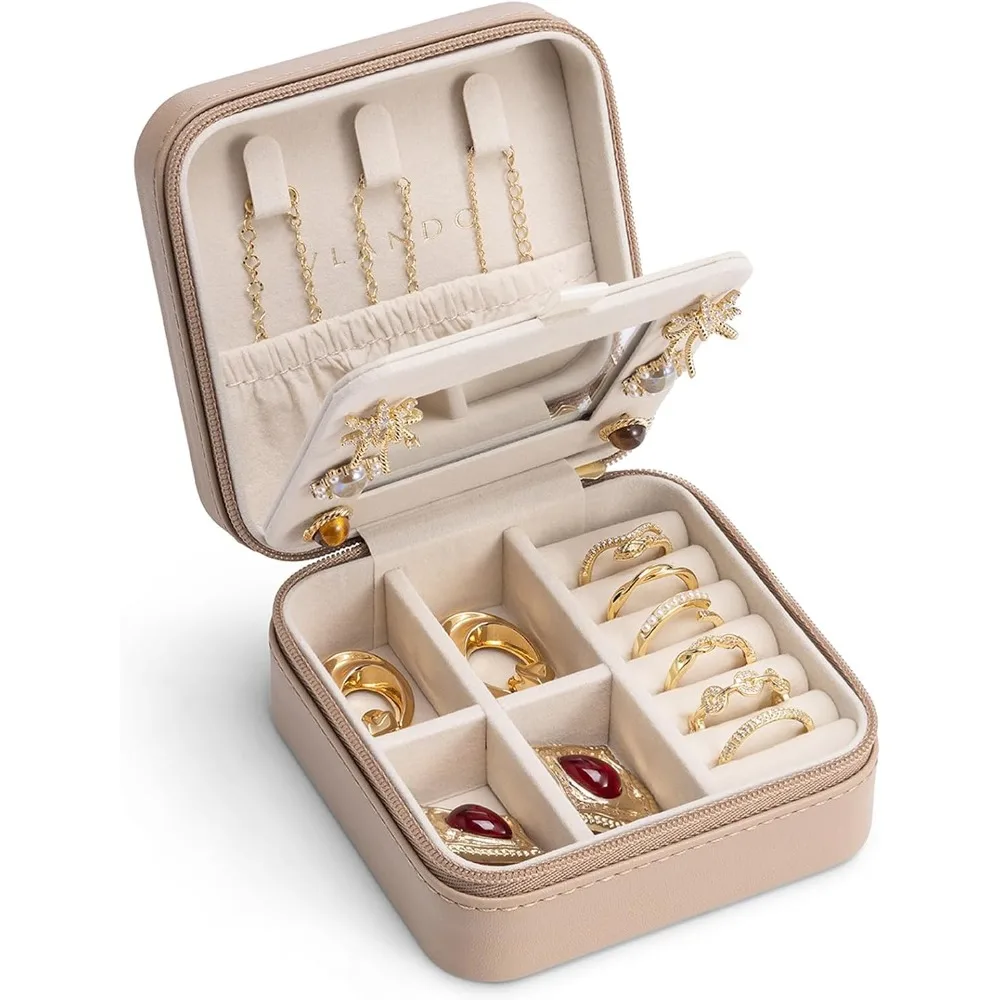 Small Travel Jewelry Box Organizer - Girls Women Gift Rings Earrings Necklaces Jewelry Storage Display Case with Mirror
Small Travel Jewelry Box Organizer - Girls Women Gift Rings Earrings Necklaces Jewelry Storage Display Case with Mirror