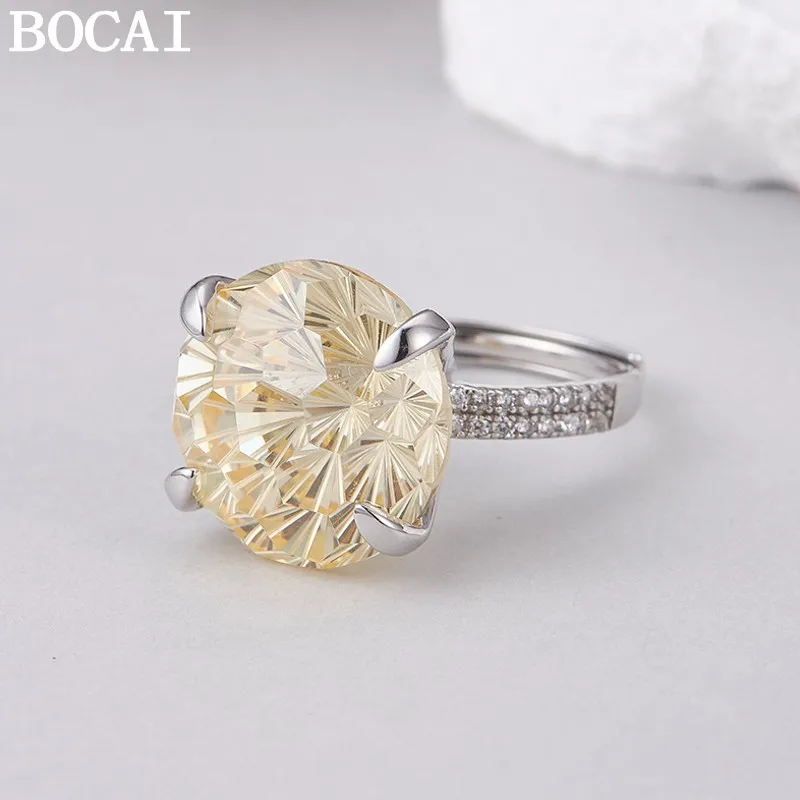BOCAI S925 Silver Charms Rings for Women Men Four Claws Inlaid Light Yellow Zircon Micro Zircon New Fashion Classic Jewelry
BOCAI S925 Silver Charms Rings for Women Men Four Claws Inlaid Light Yellow Zircon Micro Zircon New Fashion Classic Jewelry