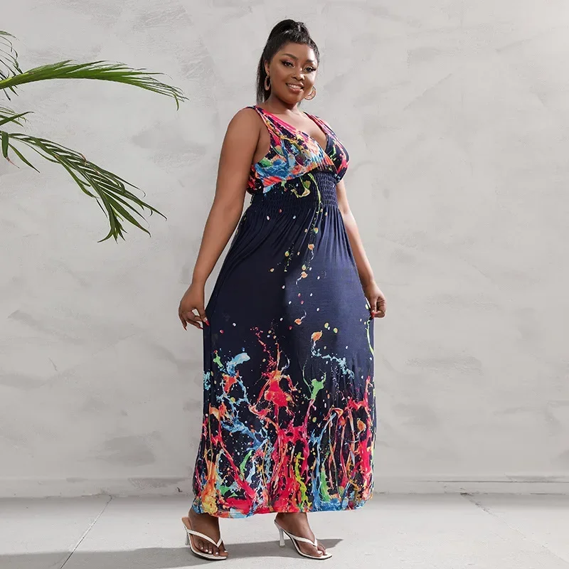 Large size dress with backless deep V-neck retro Paisley plus fat long dress for summer plus size women clothing
Large size dress with backless deep V-neck retro Paisley plus fat long dress for summer plus size women clothing