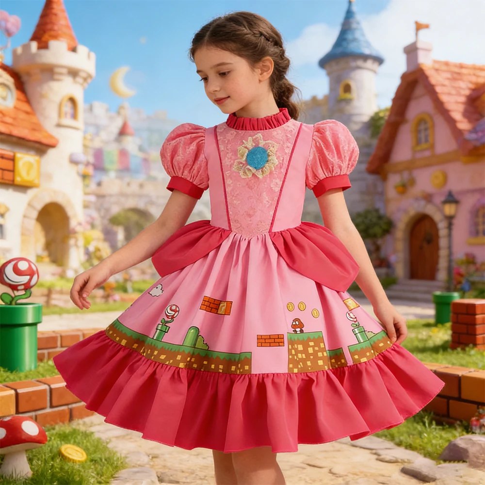Princess Peach Cosplay Dress for Girls Puffy Sleeve Pink Party Dresses Elegant Evening Birthday Dress Children's Perform Outfits
Princess Peach Cosplay Dress for Girls Puffy Sleeve Pink Party Dresses Elegant Evening Birthday Dress Children's Perform Outfits