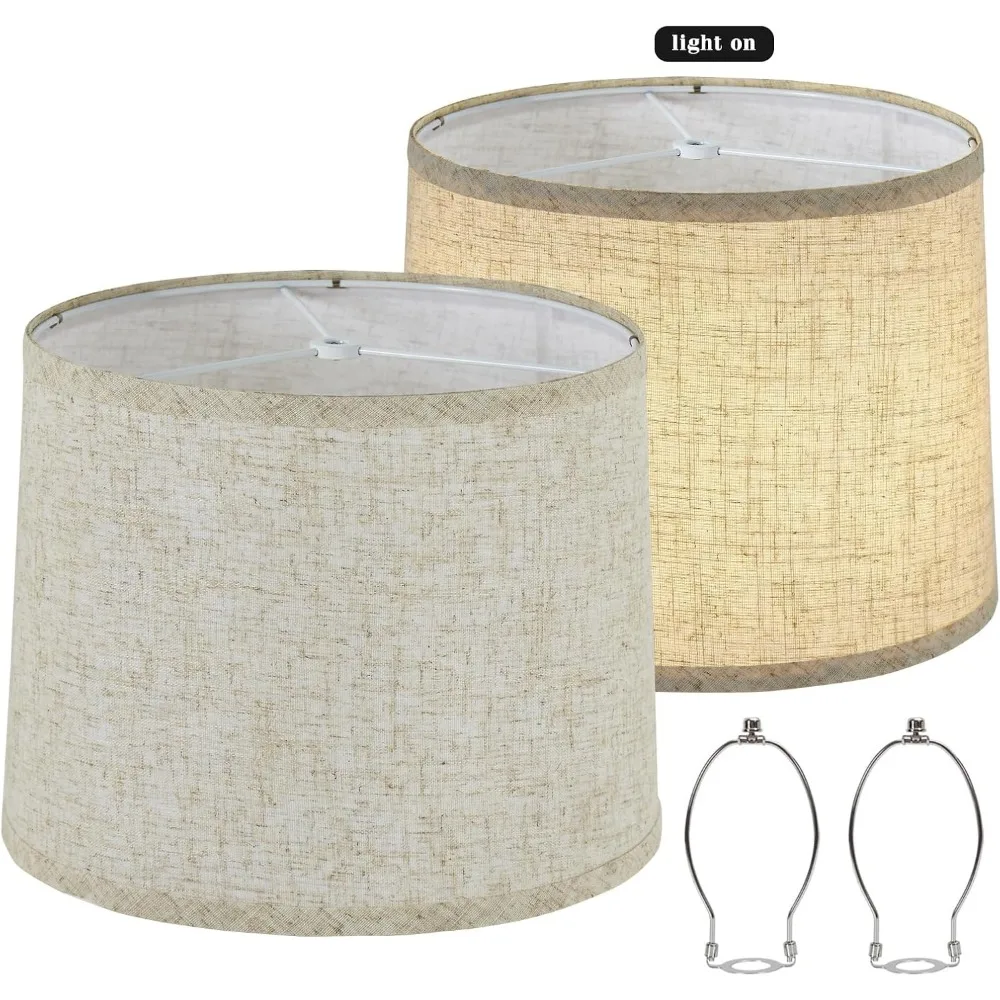 set of 2 drum lamp shade 11.6" top x 12.6" bottom x 9.8" high (spider) oatmeal linen for table lamps & floor lamps replacement l
set of 2 drum lamp shade 11.6" top x 12.6" bottom x 9.8" high (spider) oatmeal linen for table lamps & floor lamps replacement l