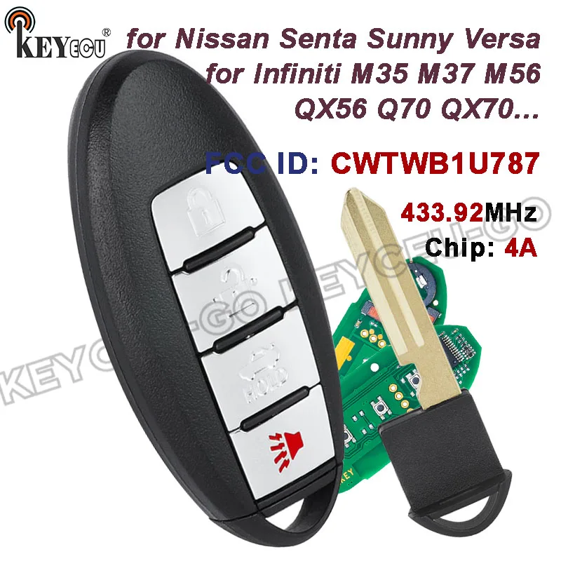 KEYECU 433.92MHz ID46 FCC ID: CWTWB1U787 for Infiniti M37 M56 QX56 Q70 2011 2012 2013 2014 2015 2016 2017 Smart Remote Key Fob
KEYECU 433.92MHz ID46 FCC ID: CWTWB1U787 for Infiniti M37 M56 QX56 Q70 2011 2012 2013 2014 2015 2016 2017 Smart Remote Key Fob