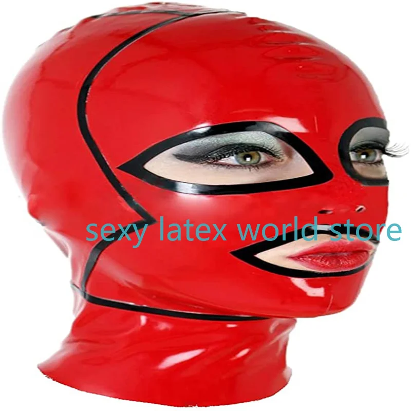 Sexy Latex Hood Rubber Mask Fetish Black with Red Handmade Open Eyes Mouth Halloween Cosplay Costumes for Men Women
Sexy Latex Hood Rubber Mask Fetish Black with Red Handmade Open Eyes Mouth Halloween Cosplay Costumes for Men Women