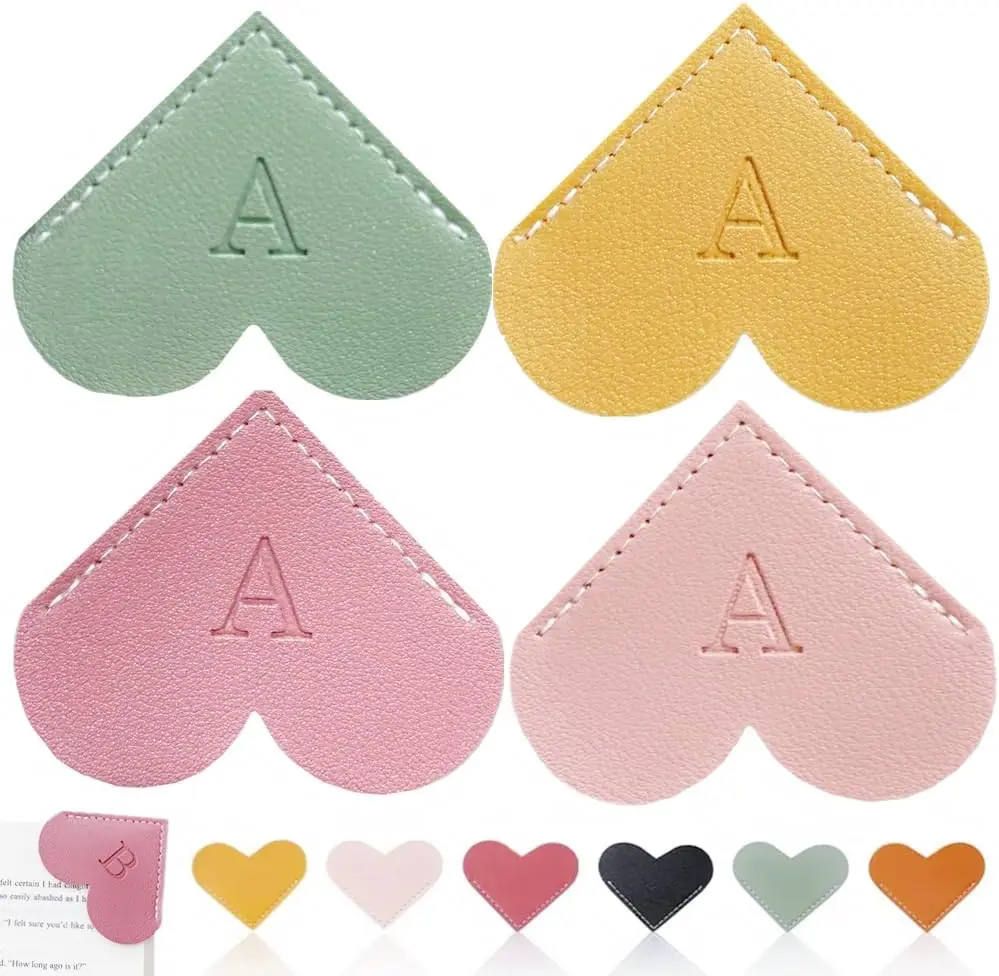 Personalized Leather Heart Bookmark with Initials, 4 Colors, Cute Page Corner Marker for Readers
Personalized Leather Heart Bookmark with Initials, 4 Colors, Cute Page Corner Marker for Readers