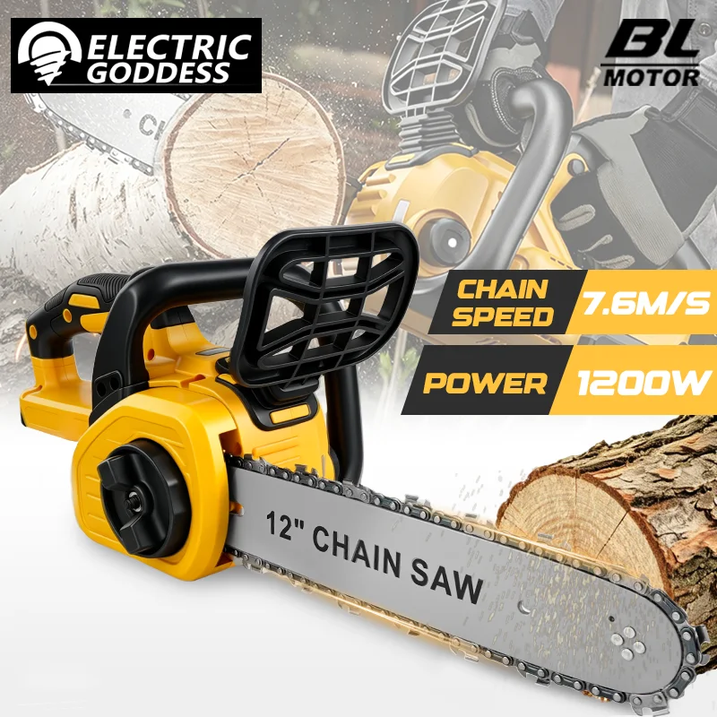 Electric Goddess Brushless 12in Electric Chain Saw 1200W Cordless Woodwork Cutting Electric Saw For Dewalt 20V Battery Pin
Electric Goddess Brushless 12in Electric Chain Saw 1200W Cordless Woodwork Cutting Electric Saw For Dewalt 20V Battery Pin