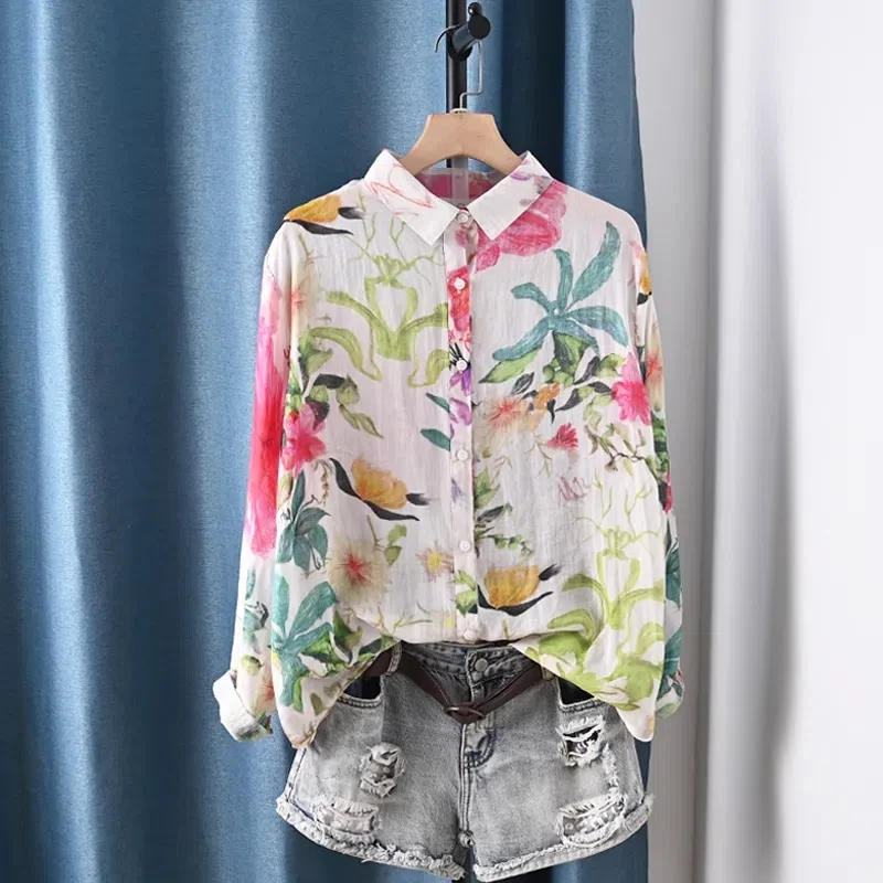 Fall clothes 2025 women Japanese retro cotton linen shirts and blouses 100% ramie long sleeve floral tops boho clothing
Fall clothes 2025 women Japanese retro cotton linen shirts and blouses 100% ramie long sleeve floral tops boho clothing