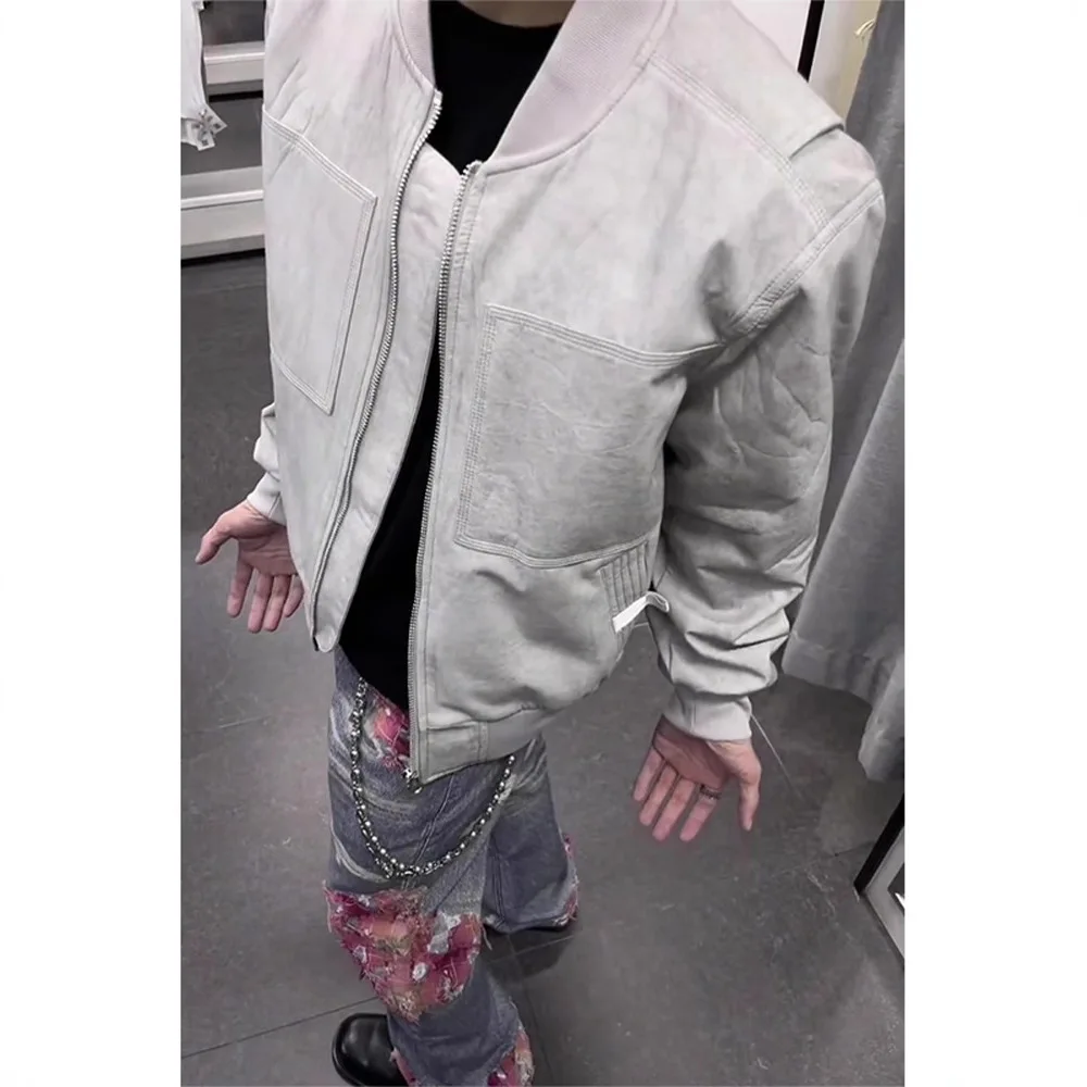Spring Autumn Men's Casual Grey Solid Color Zipper Bomber Jacket American Vintage Loose Long Sleeve Coat Male Streetwear Tops
Spring Autumn Men's Casual Grey Solid Color Zipper Bomber Jacket American Vintage Loose Long Sleeve Coat Male Streetwear Tops