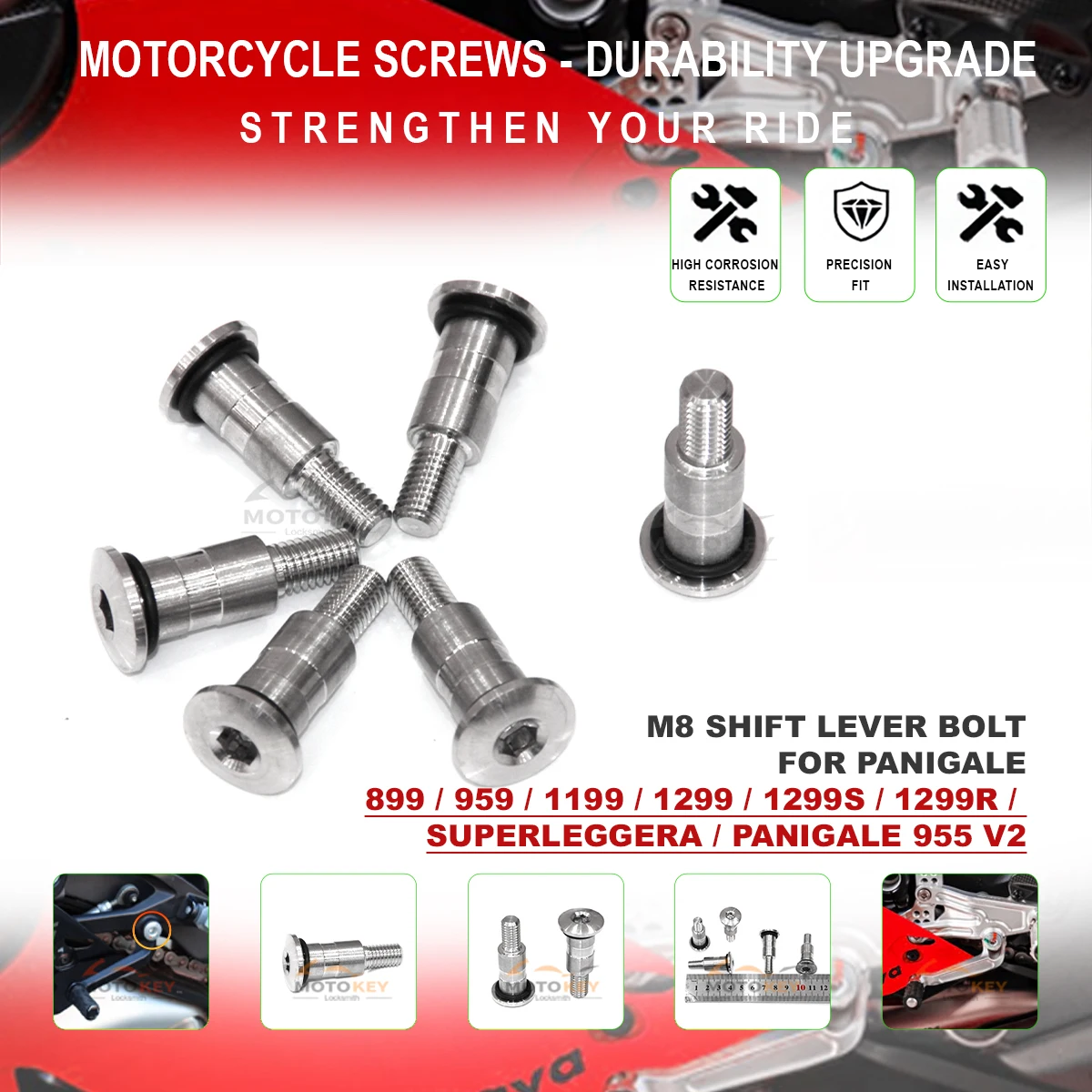 304 stainless steel For DUCATI Panigale V2 V4 899 959 1199 1299/S/R 1260 950/S 1200 Foot Brake Pedal Screw Gear Shift Lever Bolt
304 stainless steel For DUCATI Panigale V2 V4 899 959 1199 1299/S/R 1260 950/S 1200 Foot Brake Pedal Screw Gear Shift Lever Bolt