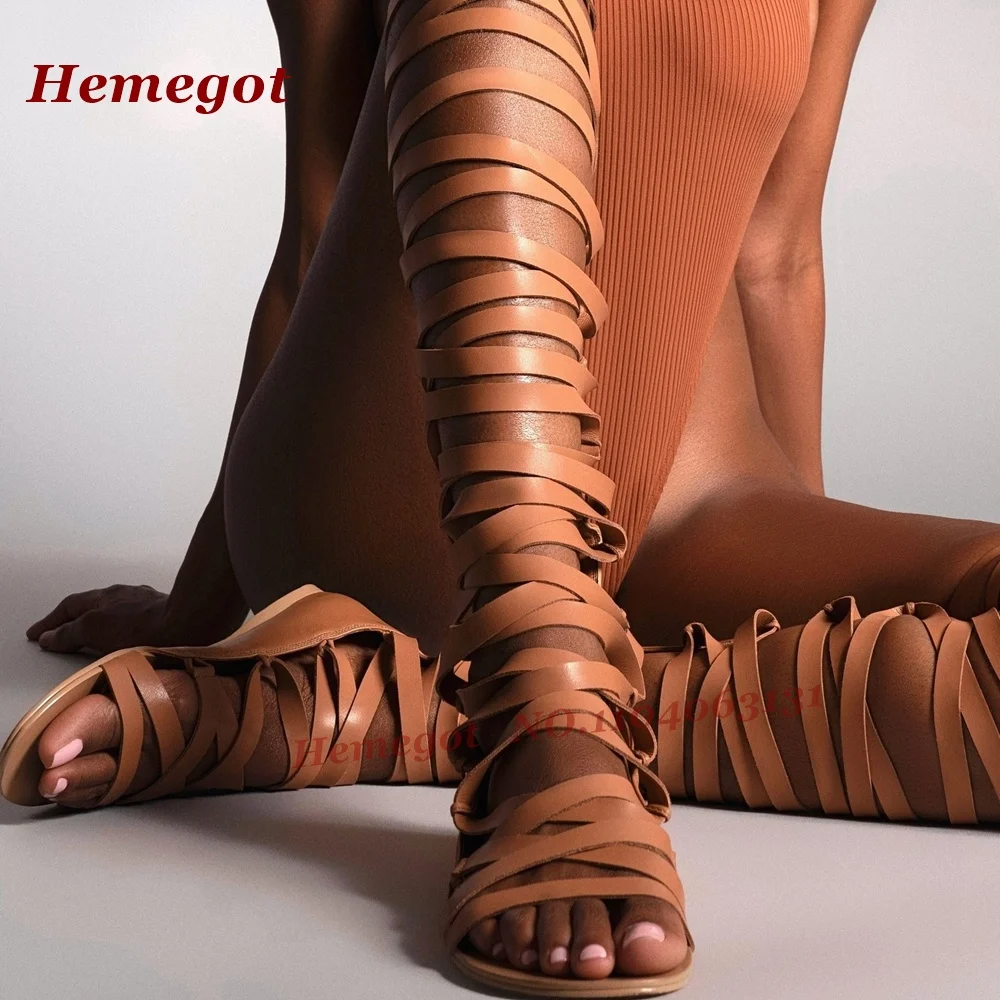 Brown Cut Out Flat with Sandals Open Toe Back Zipper Women's Sandal Boots Knee High Summer 2025 New Casual Shoes Solid Leather
Brown Cut Out Flat with Sandals Open Toe Back Zipper Women's Sandal Boots Knee High Summer 2025 New Casual Shoes Solid Leather
