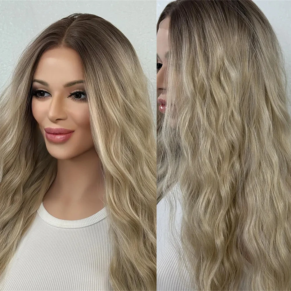 Creamy Mixed Blonde Wig Long Hair Wig With Dark Roots 26 Inch Mixed Blonde Lace Frontal Wig Middle Part Synthetic Lace Front Wig
Creamy Mixed Blonde Wig Long Hair Wig With Dark Roots 26 Inch Mixed Blonde Lace Frontal Wig Middle Part Synthetic Lace Front Wig