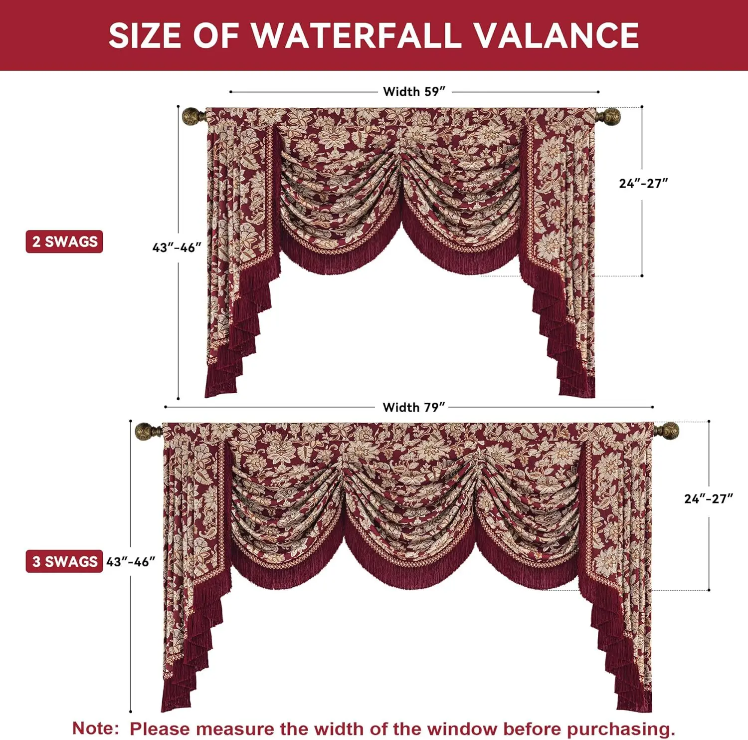 Loom And Mill Elegant Floral Waterfall Valance For Living Room Bedroom, Vintage Jacquard Swag Window Valances With Tassels,
Loom And Mill Elegant Floral Waterfall Valance For Living Room Bedroom, Vintage Jacquard Swag Window Valances With Tassels,