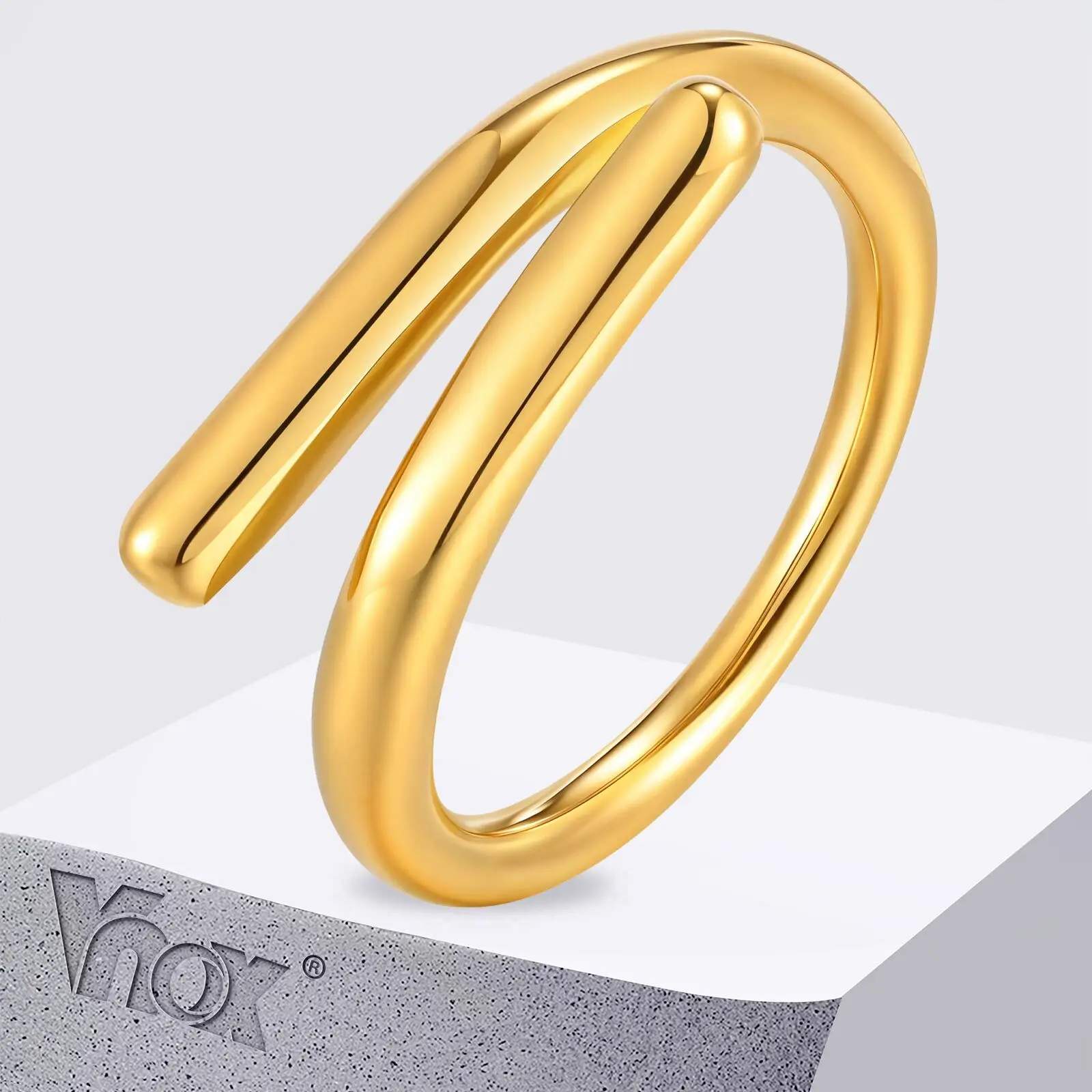Vnox Simple Stainless Steel Rings For Women Adjustable Size Aesthetic Finger Ring 18K Gold Plated Female Jewelry Wedding Party
Vnox Simple Stainless Steel Rings For Women Adjustable Size Aesthetic Finger Ring 18K Gold Plated Female Jewelry Wedding Party