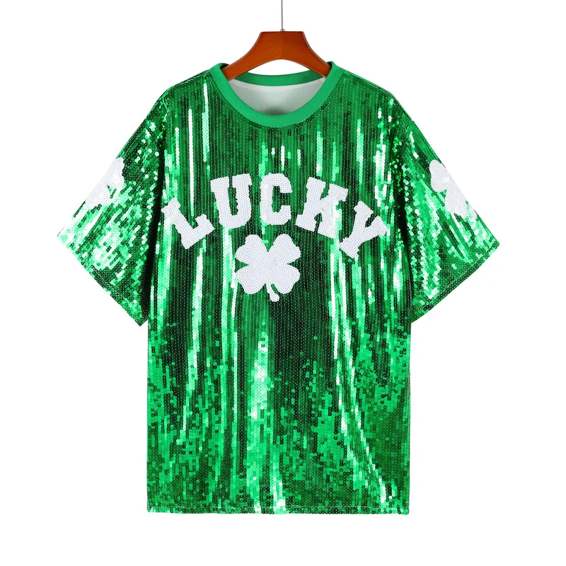 Summer New Plant Letter Night Club Sequined T-Shirt Round Neck Loose Hip Hop Short Sleeve Straight Fashion Women's Wear
Summer New Plant Letter Night Club Sequined T-Shirt Round Neck Loose Hip Hop Short Sleeve Straight Fashion Women's Wear