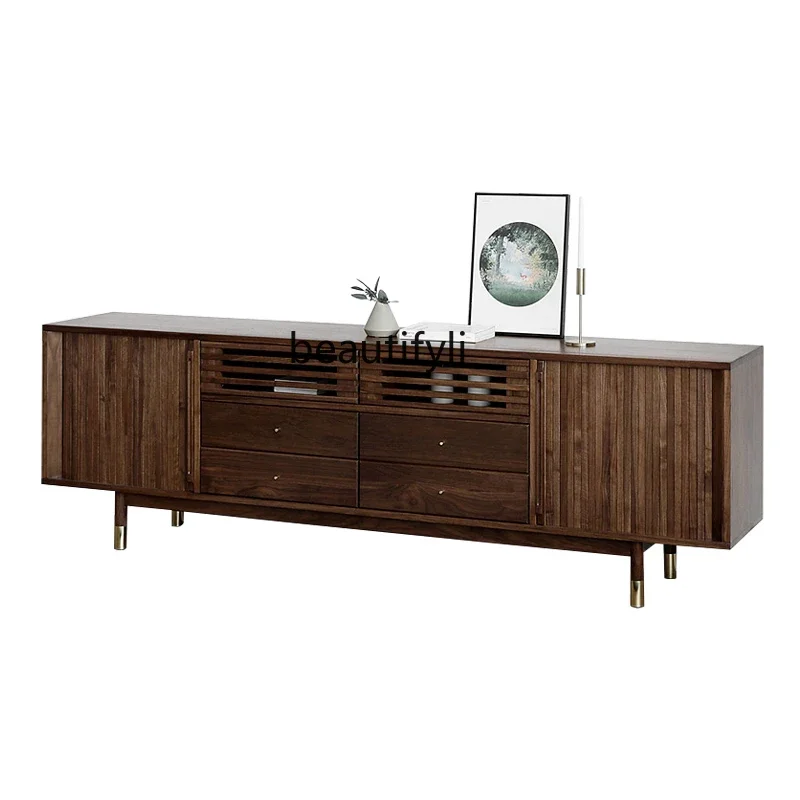 Nordic TV Cabinet North America Black Walnut Living Room Background Wall Floor Cabinet Copper Feet Locker
Nordic TV Cabinet North America Black Walnut Living Room Background Wall Floor Cabinet Copper Feet Locker