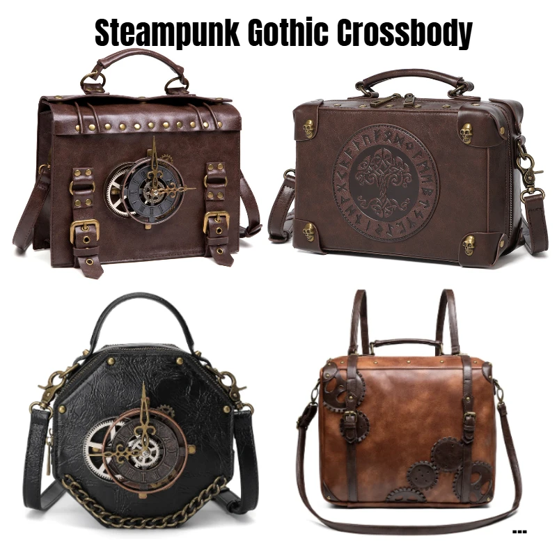 Steampunk Gothic Crossbody Bag for Women, Vintage Rivet Messenger Shoulder Bag, Retro Top-Handle Satchel Phone Pouch
Steampunk Gothic Crossbody Bag for Women, Vintage Rivet Messenger Shoulder Bag, Retro Top-Handle Satchel Phone Pouch