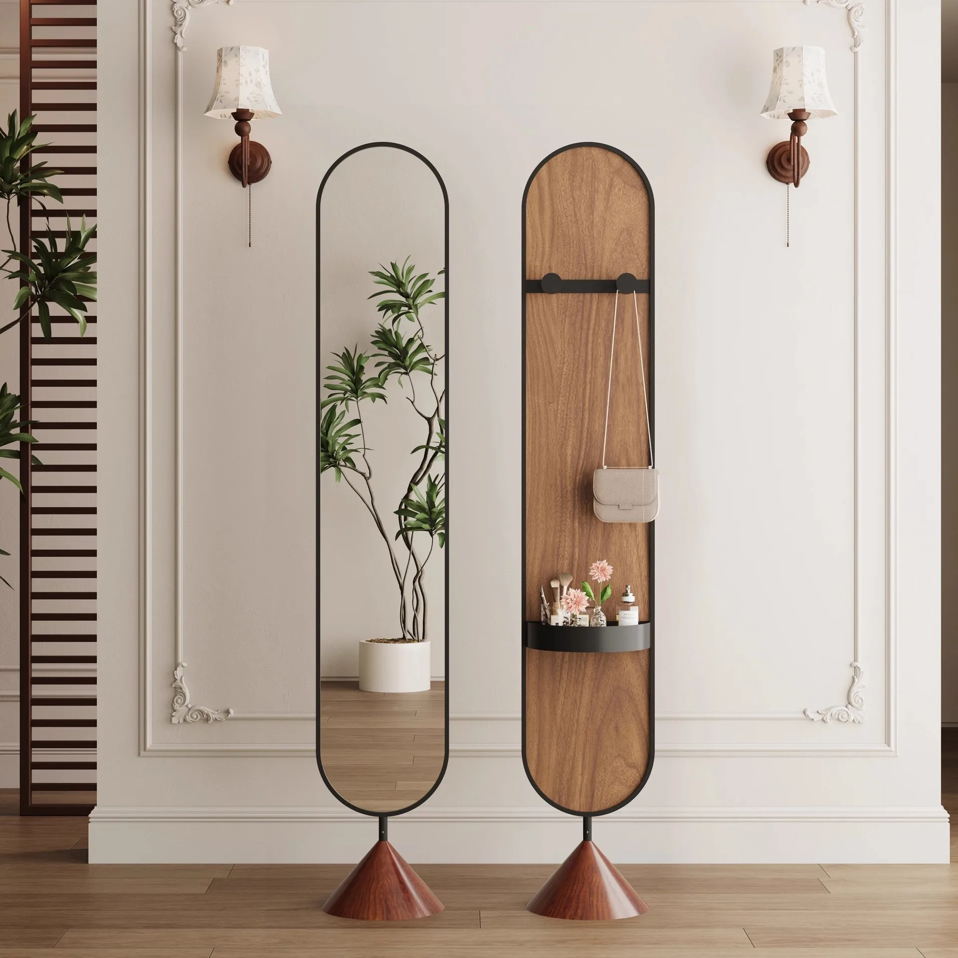 Rotating dressing mirror, full body floor mirror, home bedroom hanging coat rack, mirror integrated fitting mirror, vertical
Rotating dressing mirror, full body floor mirror, home bedroom hanging coat rack, mirror integrated fitting mirror, vertical