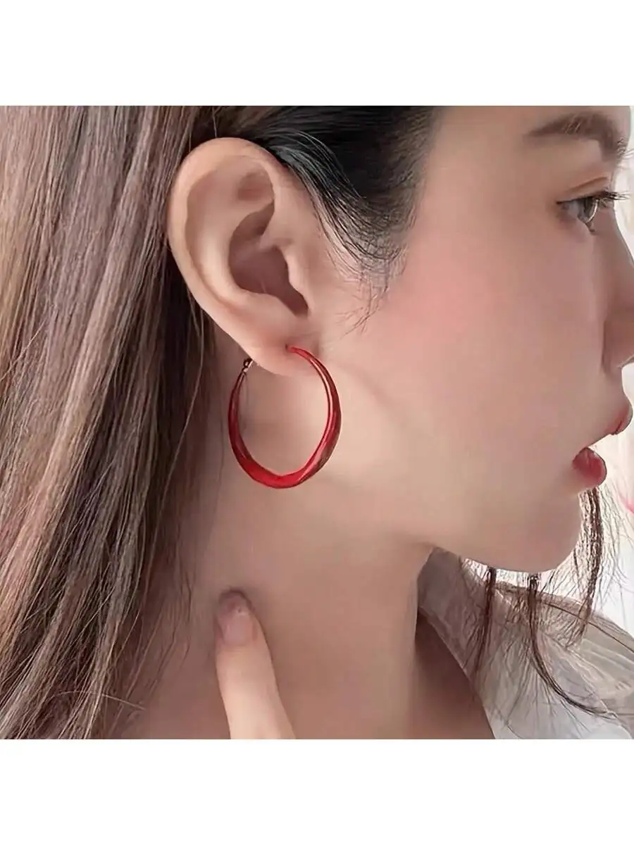 Red Circular Hoop Earrings Bohemian Style Shiny Surface Casual Street Wear
Red Circular Hoop Earrings Bohemian Style Shiny Surface Casual Street Wear