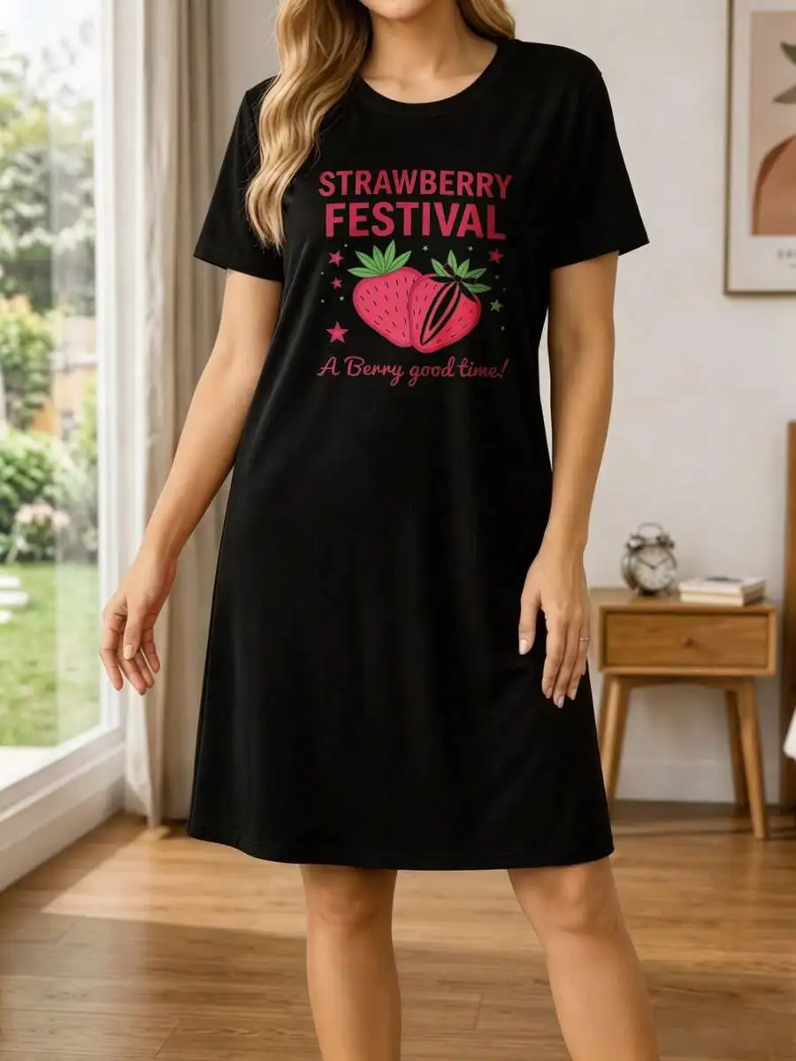 Strawberry Festival Graphic Print Short Sleeve Nightgown For Women Comfortable Sleep Dress Plus Size
Strawberry Festival Graphic Print Short Sleeve Nightgown For Women Comfortable Sleep Dress Plus Size