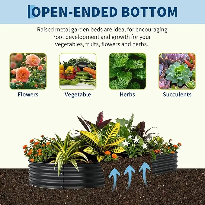 Raised Garden Bed Outdoor, Metal Planter Box for Flowers Vegetables, Rust-Resistant Raised Garden Beds for Gardening, Easy Assembly Outdoor Garden Box & Planters with Cut-resistant strip
Raised Garden Bed Outdoor, Metal Planter Box for Flowers Vegetables, Rust-Resistant Raised Garden Beds for Gardening, Easy Assembly Outdoor Garden Box & Planters with Cut-resistant strip