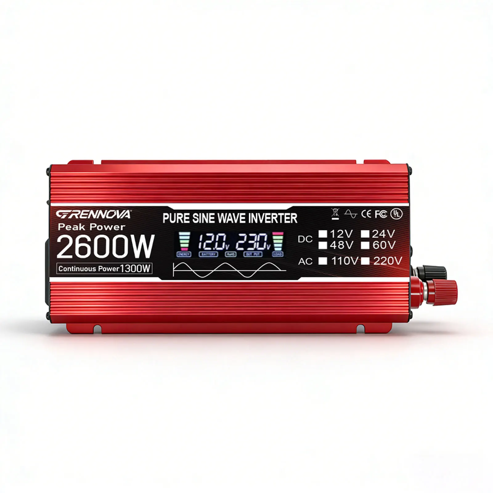 Grennova 2600W PSW Pure Sine Wave Power Inverter DC To AC 110V 220V Car Home Voltage Transformer For Sensitive Device
Grennova 2600W PSW Pure Sine Wave Power Inverter DC To AC 110V 220V Car Home Voltage Transformer For Sensitive Device