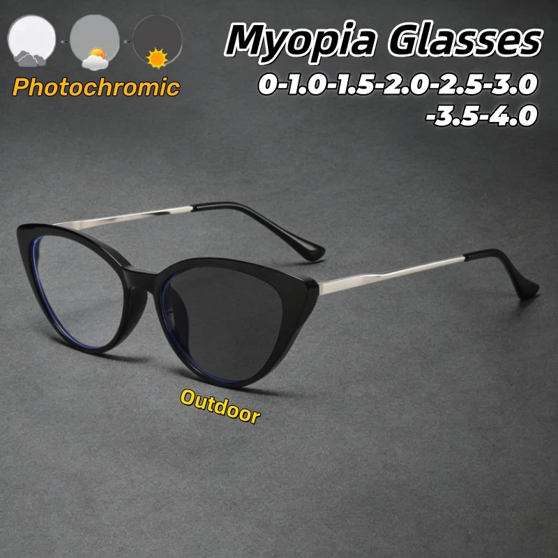 Women's Elegant Cat-Eye Photochromic Myopia Glasses Men's High Quality Characteristic Near Sight Eyeglasses 0 To -4.0
Women's Elegant Cat-Eye Photochromic Myopia Glasses Men's High Quality Characteristic Near Sight Eyeglasses 0 To -4.0