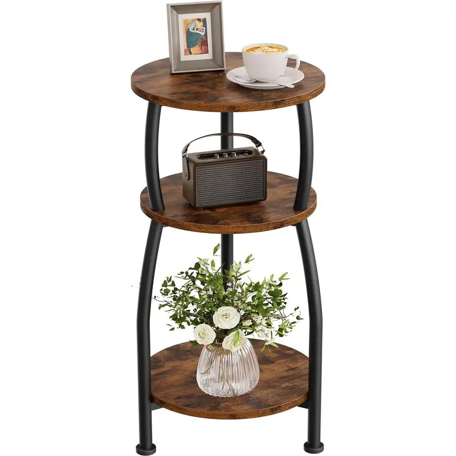 Round Side Table, 3Tier End Table with Storage Shelf, Slim Coffee Table for Small Spaces, Industrial Sofa Table Used for Narrow
Round Side Table, 3Tier End Table with Storage Shelf, Slim Coffee Table for Small Spaces, Industrial Sofa Table Used for Narrow