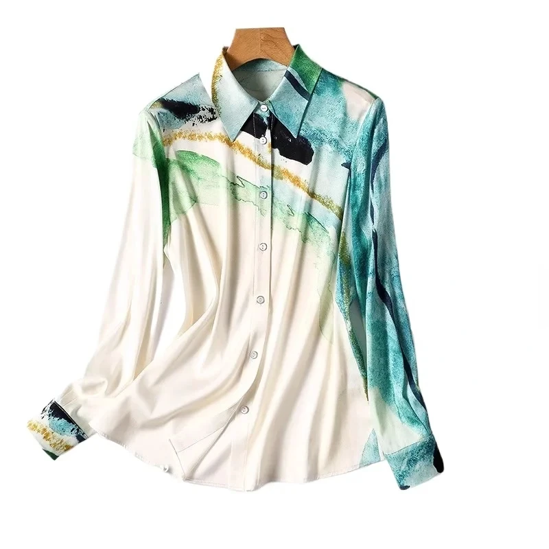 Summer New Long Sleeve Women's Shirt with Buttons and Printed Satin Surface Casual Japanese Fashion Blouse
Summer New Long Sleeve Women's Shirt with Buttons and Printed Satin Surface Casual Japanese Fashion Blouse