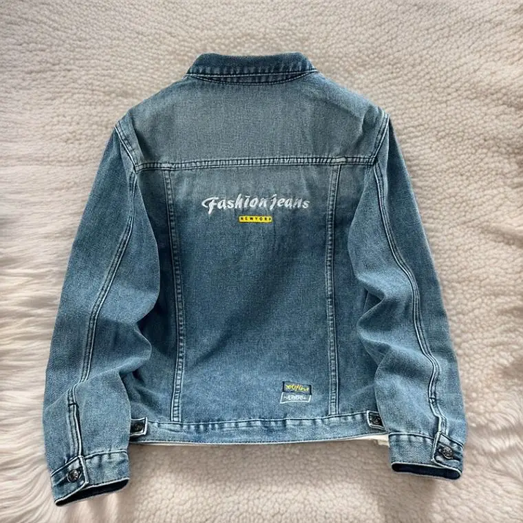 Blue Retro Denim Jaet Men's Sli Slim Fit Waed Jaet Versatile American Sle Polyester Cotton Blend Outerwear
Blue Retro Denim Jaet Men's Sli Slim Fit Waed Jaet Versatile American Sle Polyester Cotton Blend Outerwear