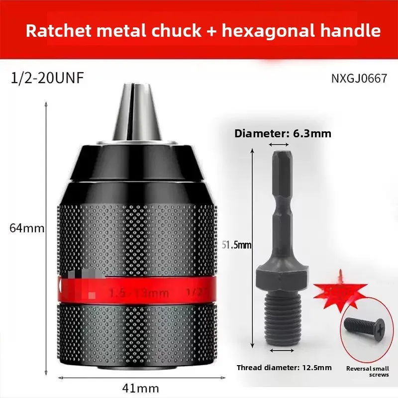 Professional Metal Drill Chuck 1/2-20UNF 10mm 13mm Keyless Metal Heavy Duty Self-tighten Electric Drill Bit with Hex Shank/SDS
Professional Metal Drill Chuck 1/2-20UNF 10mm 13mm Keyless Metal Heavy Duty Self-tighten Electric Drill Bit with Hex Shank/SDS