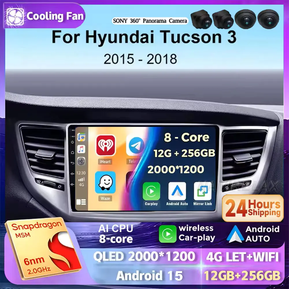Android 15 Carplay Auto Car Radio For Hyundai Tucson IX35 3 2015 2016 2017 2018 Multimedia Video Player Navigation GPS Head Unit
Android 15 Carplay Auto Car Radio For Hyundai Tucson IX35 3 2015 2016 2017 2018 Multimedia Video Player Navigation GPS Head Unit