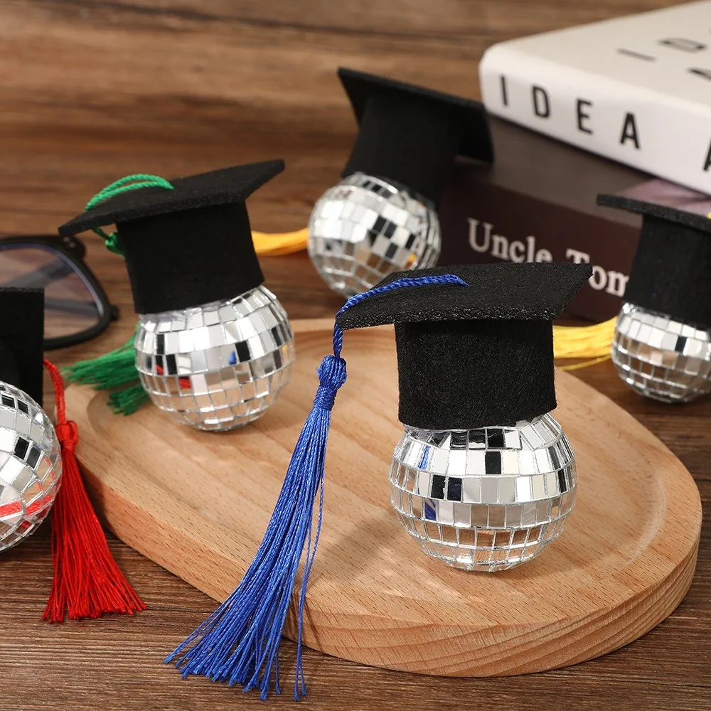 5pcs Mini Graduation Hat Disco Ball Glass Silver Sparkling Disco Ball Ornaments Doctoral Hat with Tassel Mirror Ball
5pcs Mini Graduation Hat Disco Ball Glass Silver Sparkling Disco Ball Ornaments Doctoral Hat with Tassel Mirror Ball