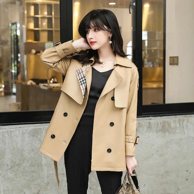 2023 British Style Trend Sheepskin Windbreaker Jacket Women's Spring Mid Length Solid color Lapel Slim Fit Genuine Leather Overc
2023 British Style Trend Sheepskin Windbreaker Jacket Women's Spring Mid Length Solid color Lapel Slim Fit Genuine Leather Overc