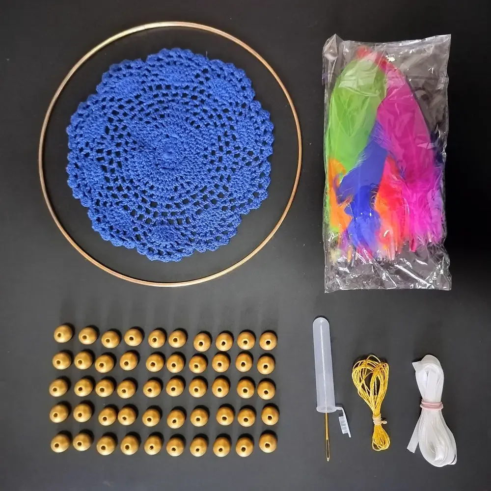 DIY Dream Catcher Making Accessories Kit For Girls Kids Include Deep Blue Doily Metal Ring Feathers Beads Thread Ribbons Needle
DIY Dream Catcher Making Accessories Kit For Girls Kids Include Deep Blue Doily Metal Ring Feathers Beads Thread Ribbons Needle