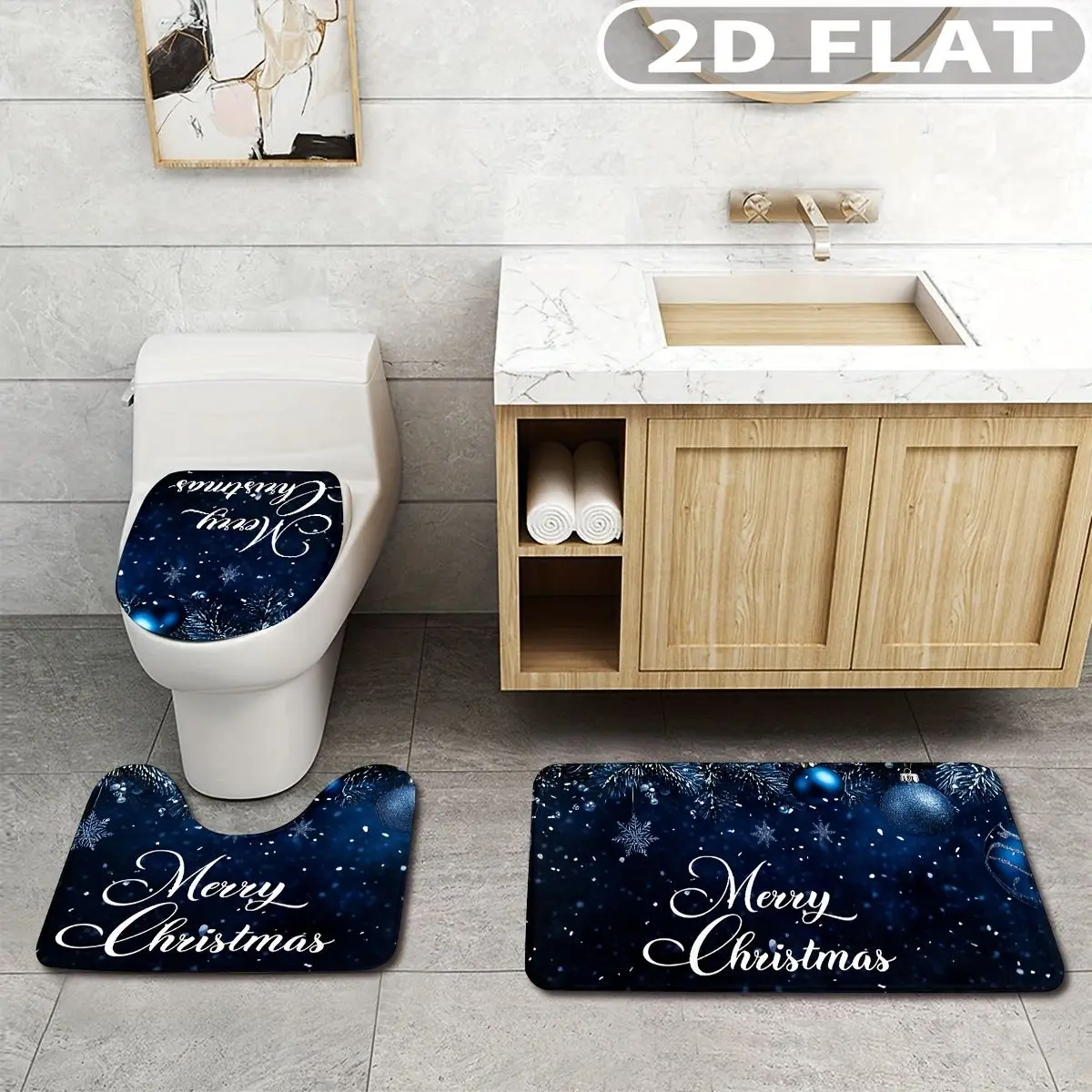 3pcs Bathroom Rug Set Merry Christmas Snowflake Stars Blue Background 3pcs Bath Mats Set for Bathroom Non-Slip Cover Mat
3pcs Bathroom Rug Set Merry Christmas Snowflake Stars Blue Background 3pcs Bath Mats Set for Bathroom Non-Slip Cover Mat