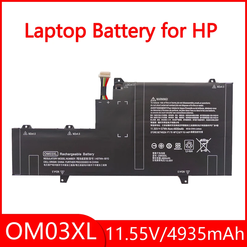 4935mAh 11.55V 57Wh OM03XL Laptop Battery for HP EliteBook X360 1030 G2 HSN-I04C HSTNN-IB7O 863167-1B1 863167-171
4935mAh 11.55V 57Wh OM03XL Laptop Battery for HP EliteBook X360 1030 G2 HSN-I04C HSTNN-IB7O 863167-1B1 863167-171