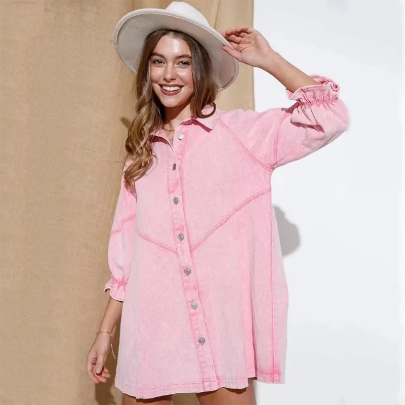 New Autumn Mini Dress Women Denim Shirt Dresses Vintage Y2k Solid Single-breasted Lanter Sleeve Harajuku Casual Loose
New Autumn Mini Dress Women Denim Shirt Dresses Vintage Y2k Solid Single-breasted Lanter Sleeve Harajuku Casual Loose