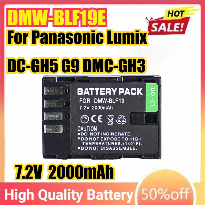 DMW-BLF19E DMW-BLF19 7.2V 2000mAh DMW-BLF19PP Camera Battery For Panasonic Lumix DC-GH5 G9 DMC-GH3 DMC-GH3K GH4 GH4K
DMW-BLF19E DMW-BLF19 7.2V 2000mAh DMW-BLF19PP Camera Battery For Panasonic Lumix DC-GH5 G9 DMC-GH3 DMC-GH3K GH4 GH4K