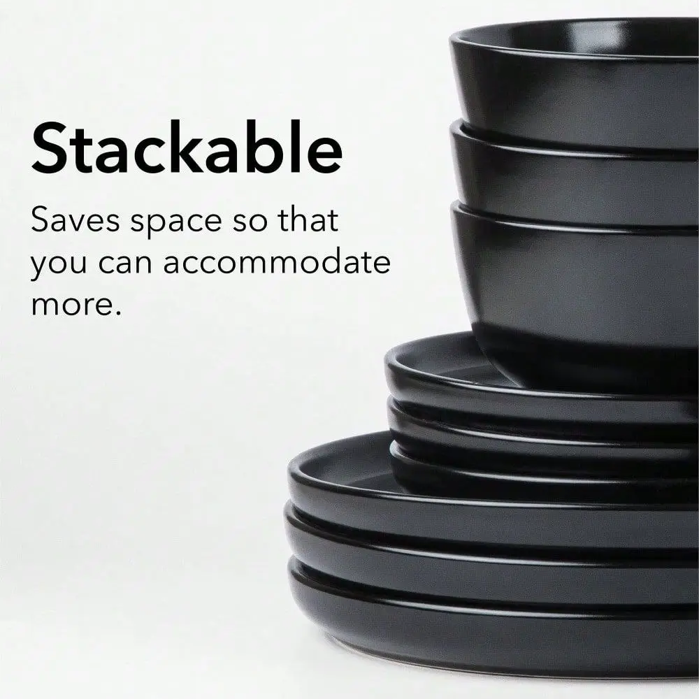 Square Stoneware 16pc Double Bowl Dinnerware Set For 4, Dinner Plates, Side Plates, Cereal Bowls, Pasta Bowls Reactive Glaze Re
Square Stoneware 16pc Double Bowl Dinnerware Set For 4, Dinner Plates, Side Plates, Cereal Bowls, Pasta Bowls Reactive Glaze Re