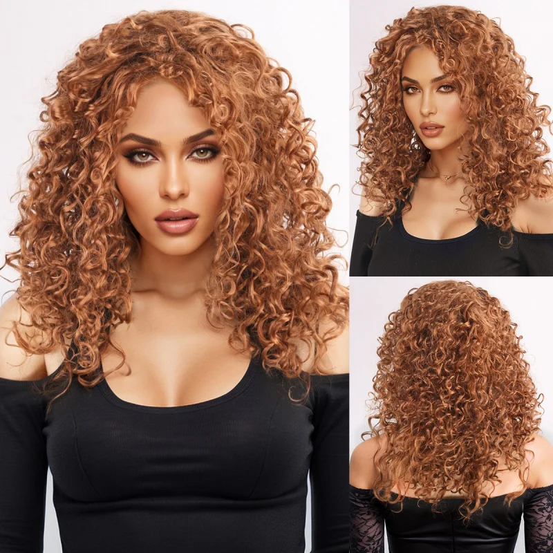 Long wig, afro curly hair, African and European fashion headpiece, small curling tube
Long wig, afro curly hair, African and European fashion headpiece, small curling tube