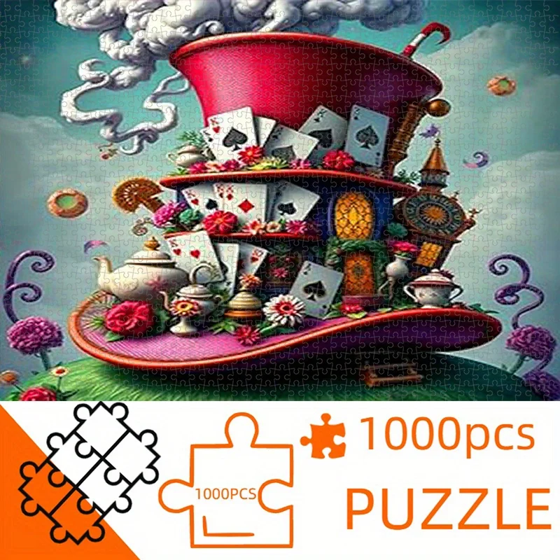 1000pcs Whimsical Wonderland Puzzle - Vibrant Tea Party Scene with Playing Cards, Hat, and Flowers - Ideal for Adults, Family
1000pcs Whimsical Wonderland Puzzle - Vibrant Tea Party Scene with Playing Cards, Hat, and Flowers - Ideal for Adults, Family